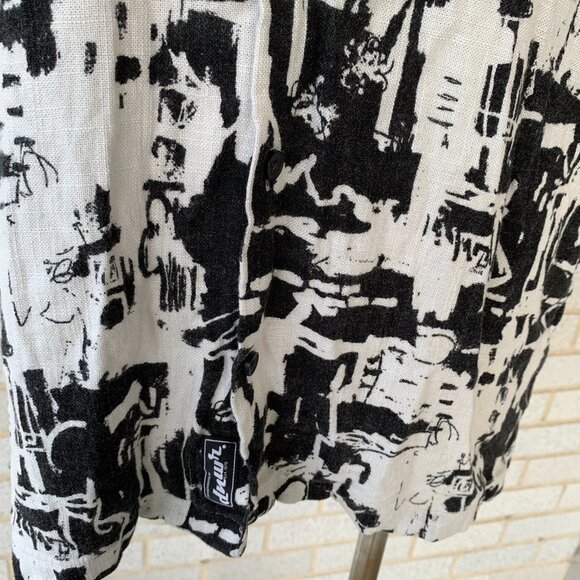 ZARA BLACK AND WHITE MENS BUTTON DOWN SHIRT SHORT SLEEVE SIZE M 80% VISCOSE 20% - Picture 3 of 8